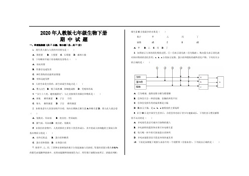 2020年最新人教版七年级生物下册期中考试试题及参考答案