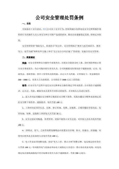 公司安全管理处罚条例