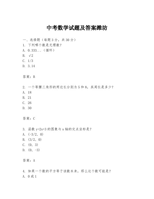 中考数学试题及答案潍坊