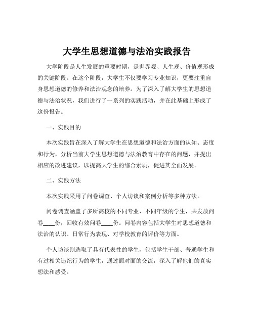 大学生思想道德与法治实践报告