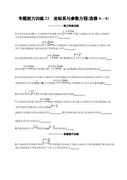 2019年高考数学(理科,天津课标版)二轮复习专题能力训练  Word版含答案22