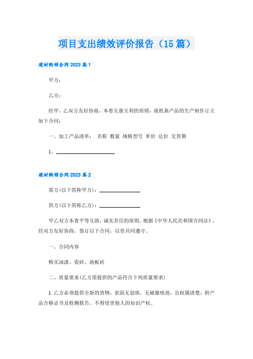 项目支出绩效评价报告(15篇).doc