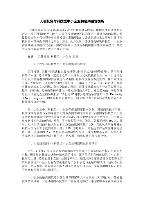 天使投资与科技型中小企业初创期融资探析