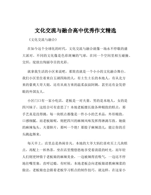 文化交流与融合高中优秀作文精选