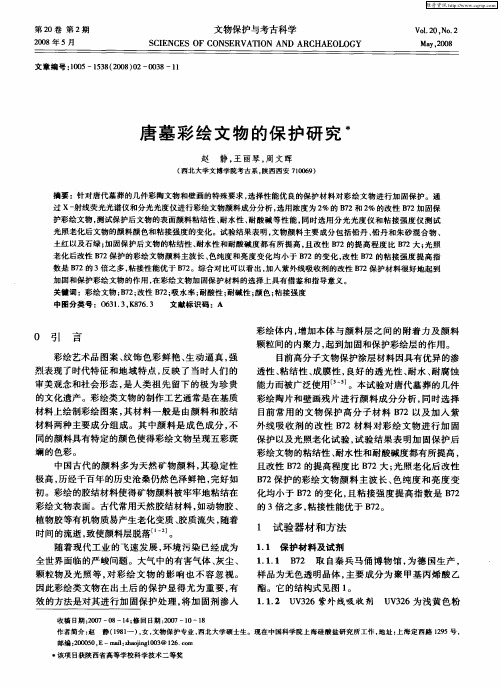 唐墓彩绘文物的保护研究