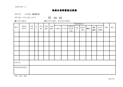 环境监测原始记录表(可以修改文档);