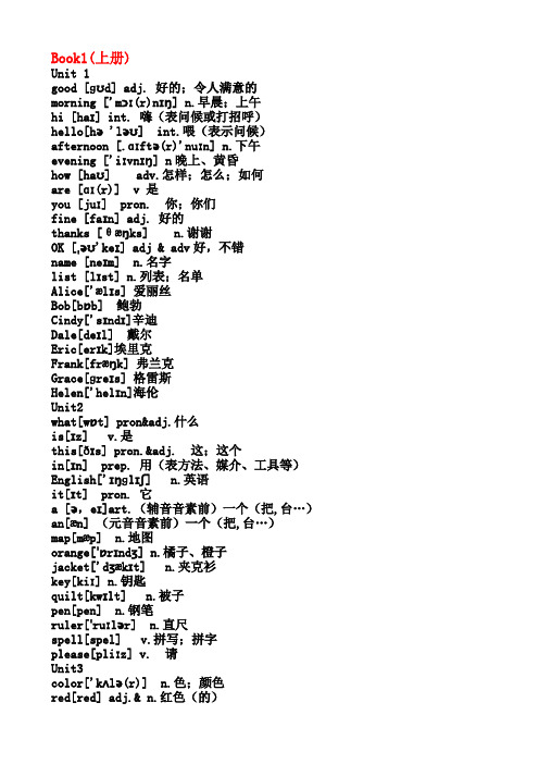 鲁教版六年级至九年级英语(初一至初四)单词表汇总