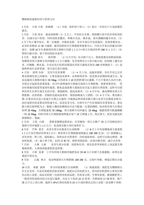 樱桃树的施肥时间与管理方法