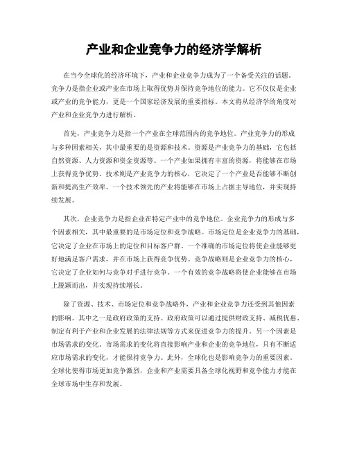 产业和企业竞争力的经济学解析