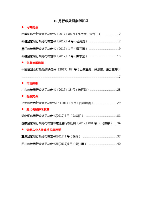 10月行政处罚案例汇总