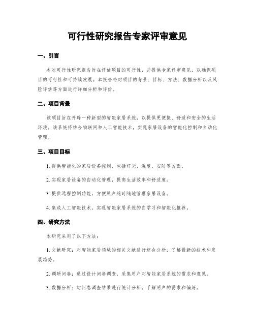 可行性研究报告专家评审意见