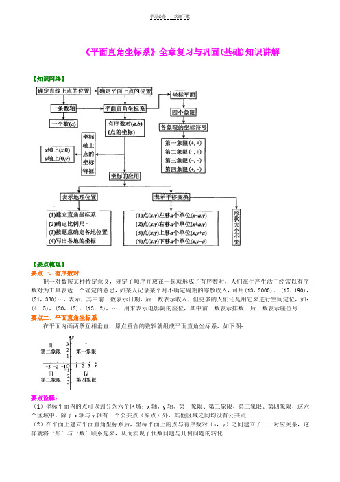 《平面直角坐标系》全章复习与巩固(基础)知识讲解