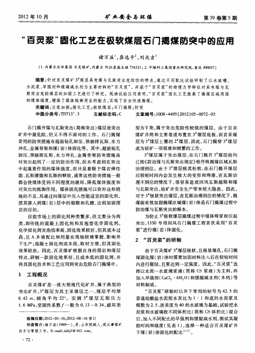 “百灵浆”固化工艺在极软煤层石门揭煤防突中的应用