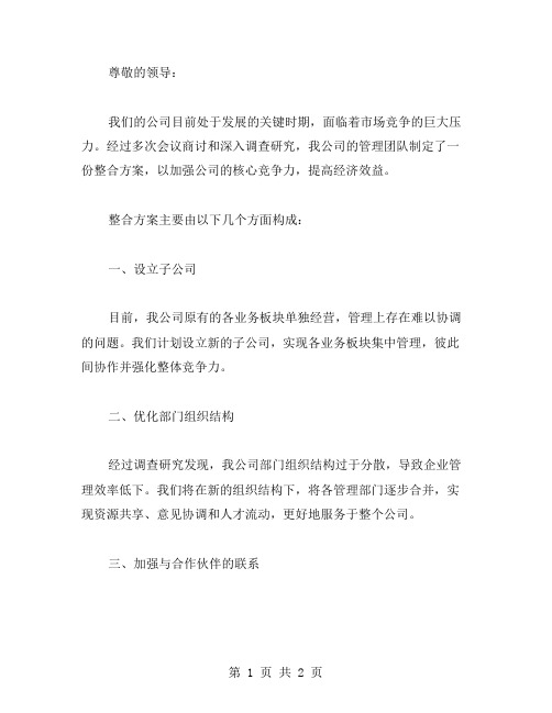 公司整合方案范文