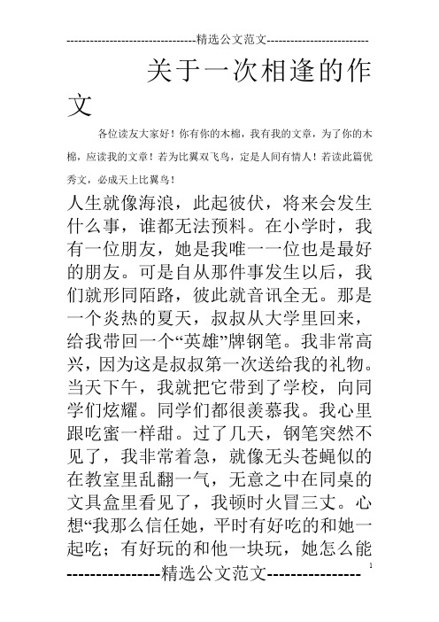 关于一次相逢的作文