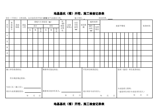 地基基坑(槽)开挖、施工检查记录表