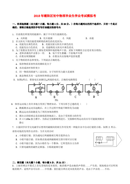 最新-广东省汕头市潮阳区2018届九年级物理毕业生学业