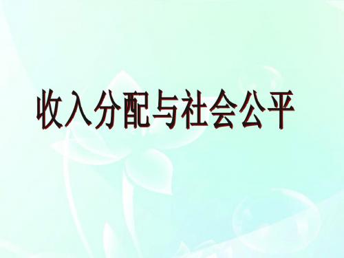 高中政治《收入分配与社会公平》说课稿课件 新人教版必修1