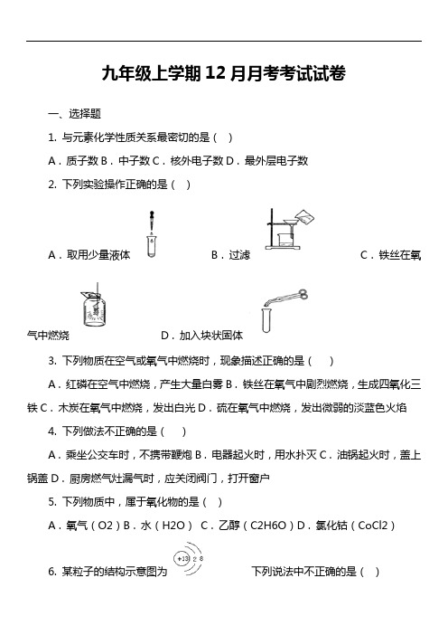 九年级上学期12月月考考试试卷_1