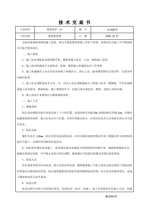 锚索框架梁