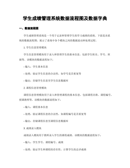 学生成绩管理系统数据流程图及数据字典