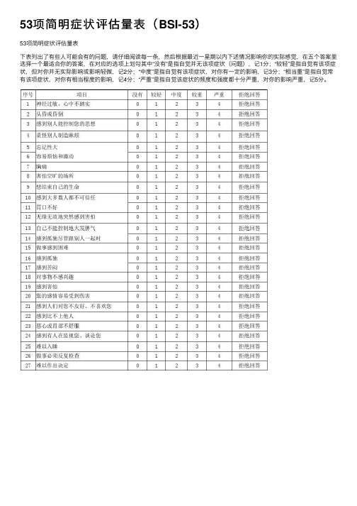 53项简明症状评估量表（BSI-53）