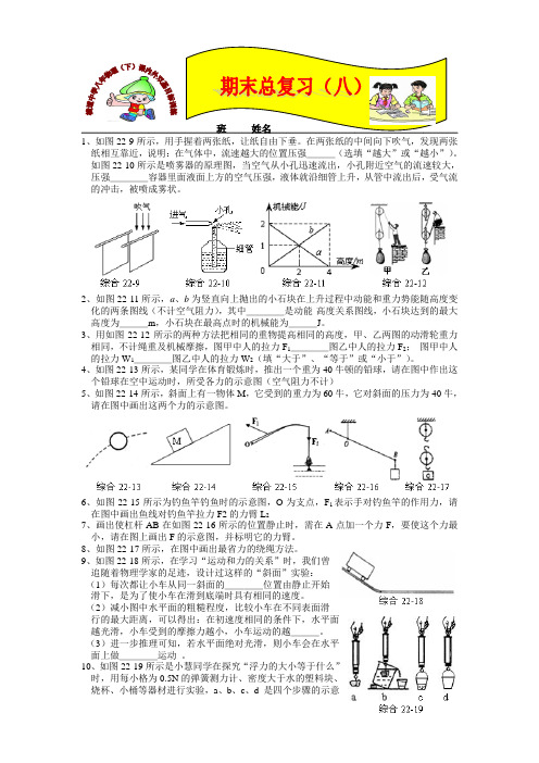 横道中学八年物理(下)课内外双基目标训练期末复习(八)