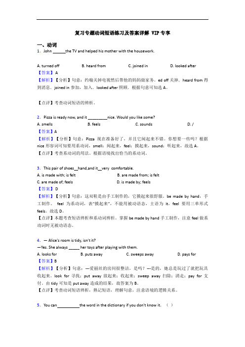 复习专题动词短语练习及答案详解 VIP专享