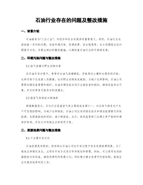 石油行业存在的问题及整改措施 (3)