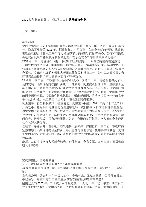 2011兔年新春致辞