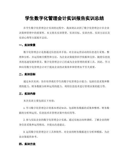 学生数字化管理会计实训报告实训总结