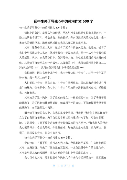 初中生关于写我心中的黄河作文600字