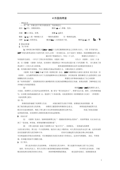 九年级语文下册4外国诗两首学案新人教版(1)