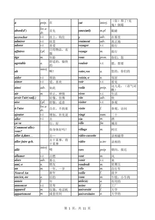 法语   马晓宏  1-4册 词汇