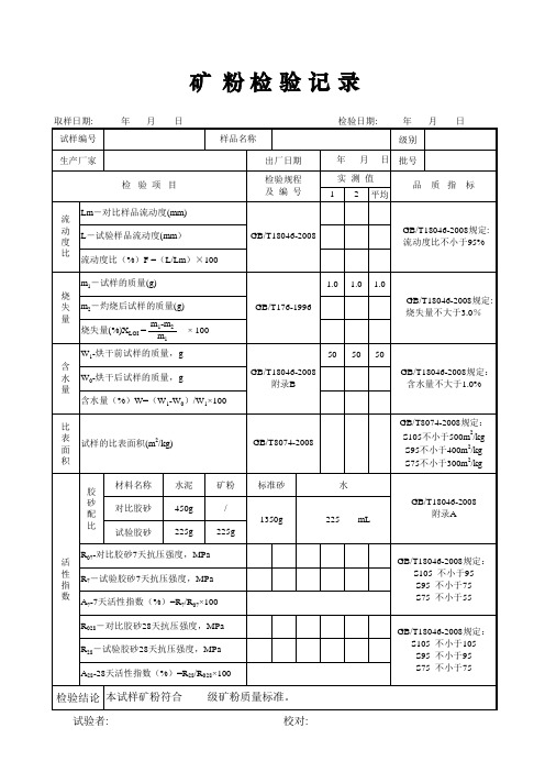 矿粉检验记录(十)