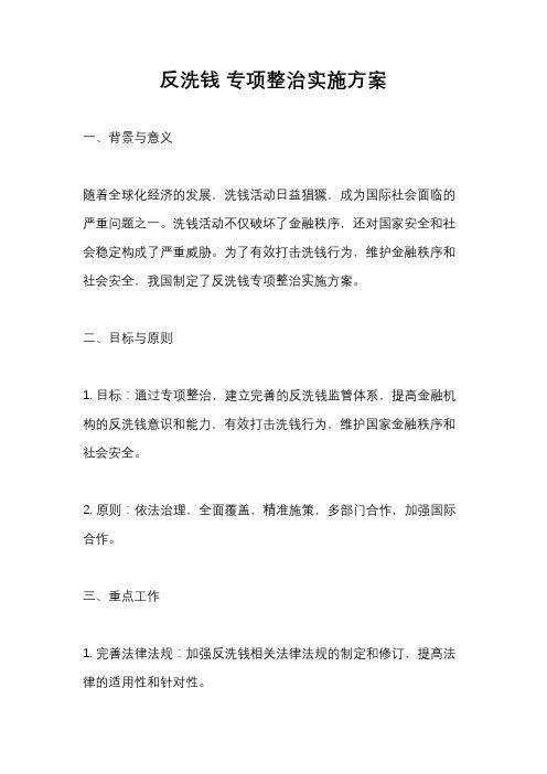 反洗钱 专项整治实施方案