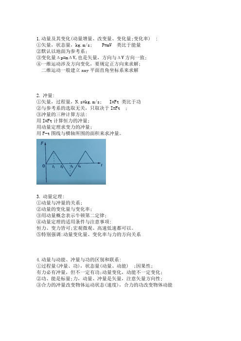 动量,冲量和动量定理的基本知识点