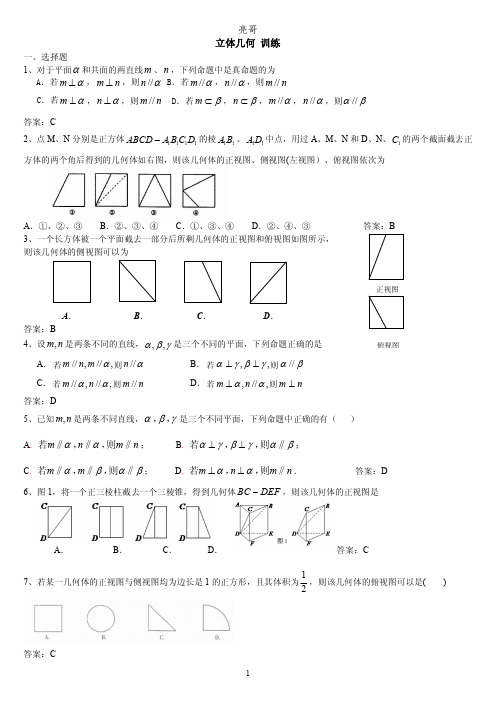 立体几何 训练(带答案)