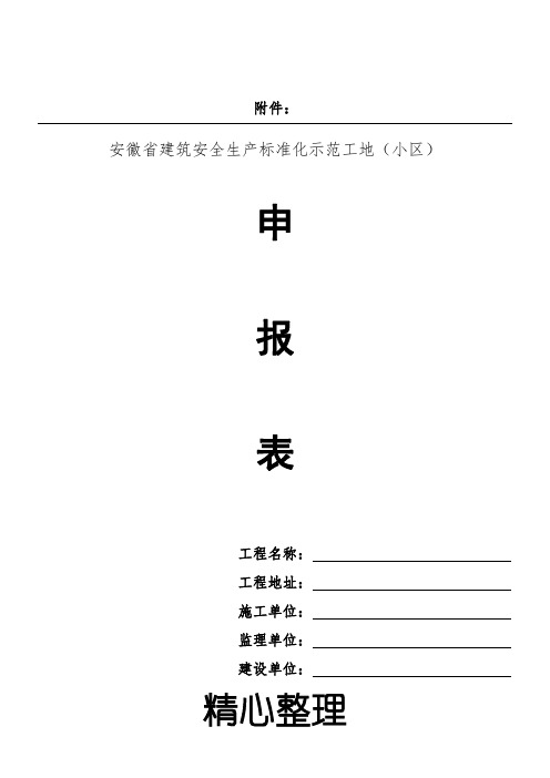 安徽省建筑安全生产标准化示范工地(小区)申报表格模板