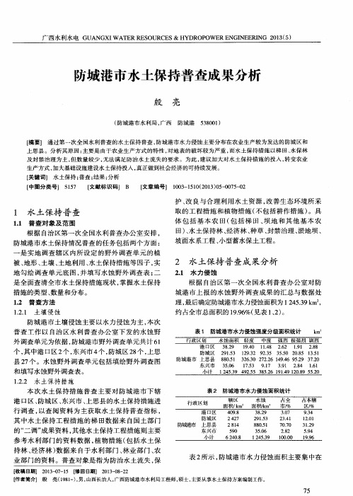 防城港市水土保持普查成果分析