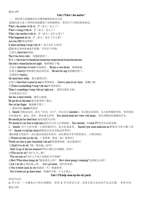 最新最新人教版八年级英语下册各单元语法点汇总