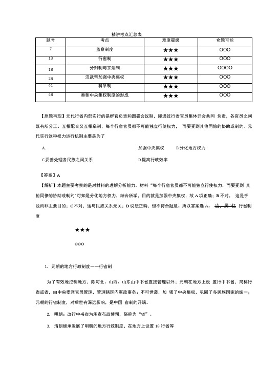 2018届高考历史二轮复习新人教版必修1考点汇总：考点2.doc