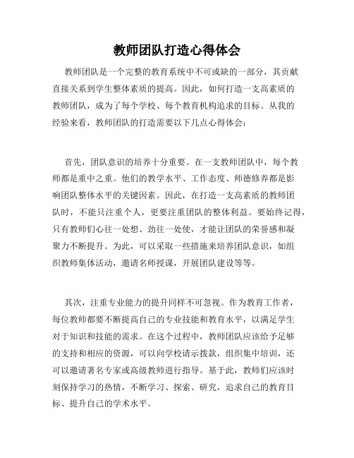 教师团队打造心得体会