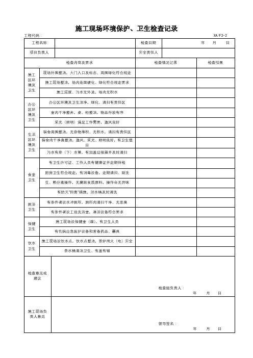 施工现场环境保护、卫生检查记录