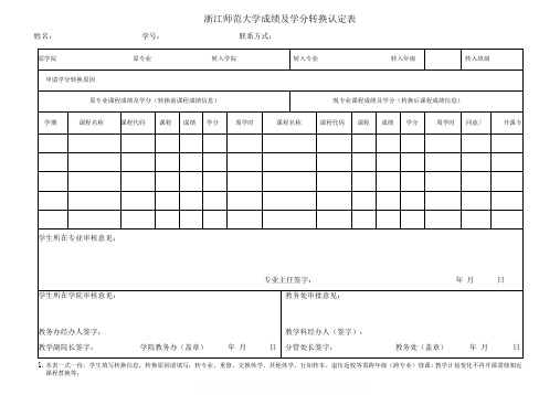 校内学分转换申请表格