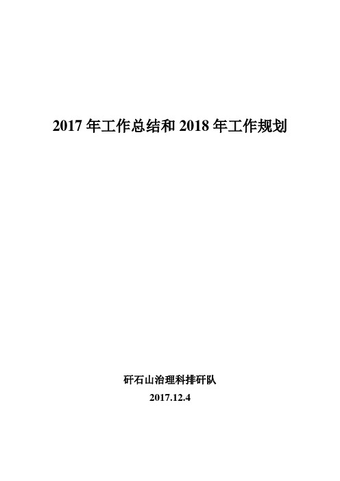 2017年工作总结和2018年工作规划