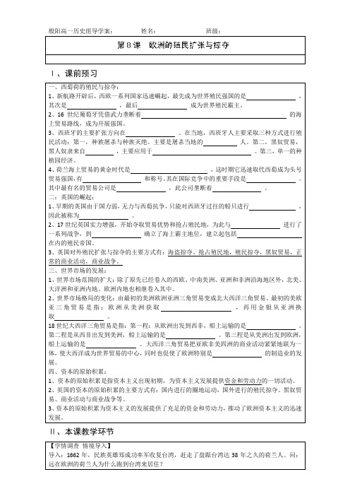 高一历史《第8课 欧洲的殖民扩张与掠夺》教案