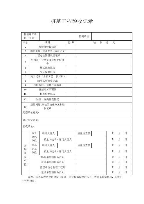 桩基工程验收记录