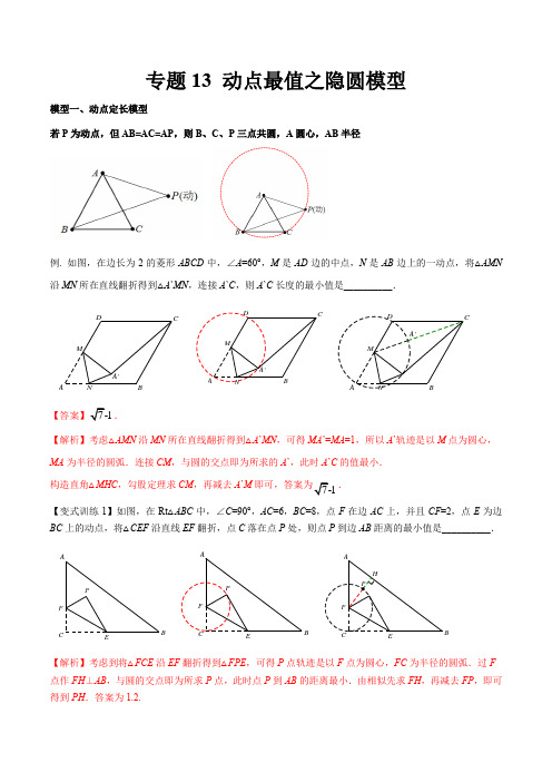 2022年中考数学几何模型之动点最值之隐圆模型(讲+练)(解析版)