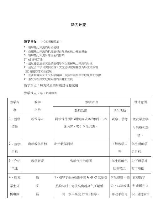 高中地理《热力环流》优质课教案、教学设计